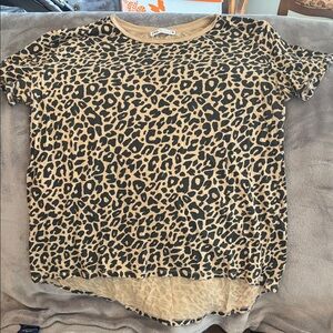 Zara Tan and Black Animal Print Top